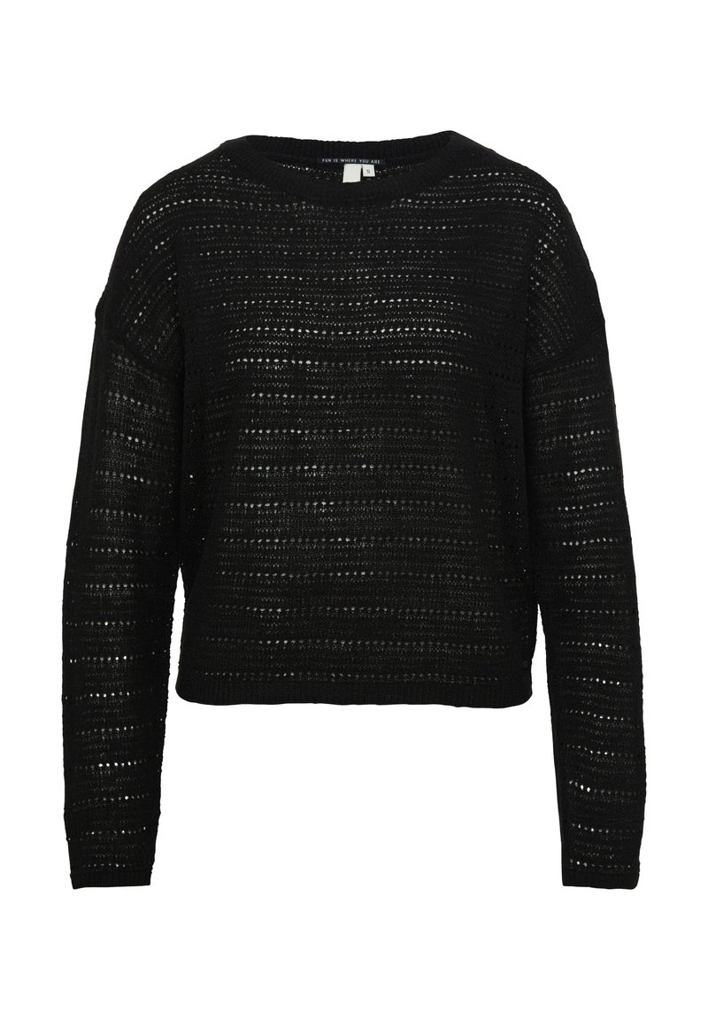 QS LEICHTER MIT AJOURMUSTER Strickpullover schwarz Zalando