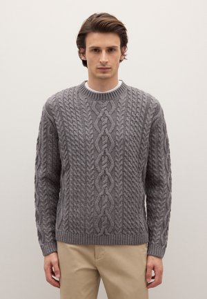 REGULAR FIT WITH JACQUARD PATTERN - Maglione - grey marl