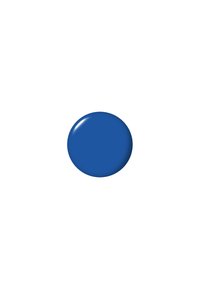 Ronde, glanzende blauwe verfbol tegen een witte achtergrond, met een gladde textuur en levendige kleur. Diameter van ongeveer drie inch.