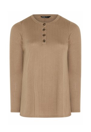 Yours Clothing, PLUS SIZE CASUAL TOPS - Long sleeved top - tan