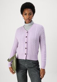 pure cashmere CLASSIC CABLE CARDIGAN - Kardigán - lavender