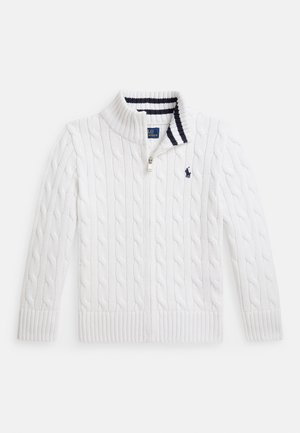 CABLE-KNIT COTTON FULL-ZIP SWEATER - Cardigan - white