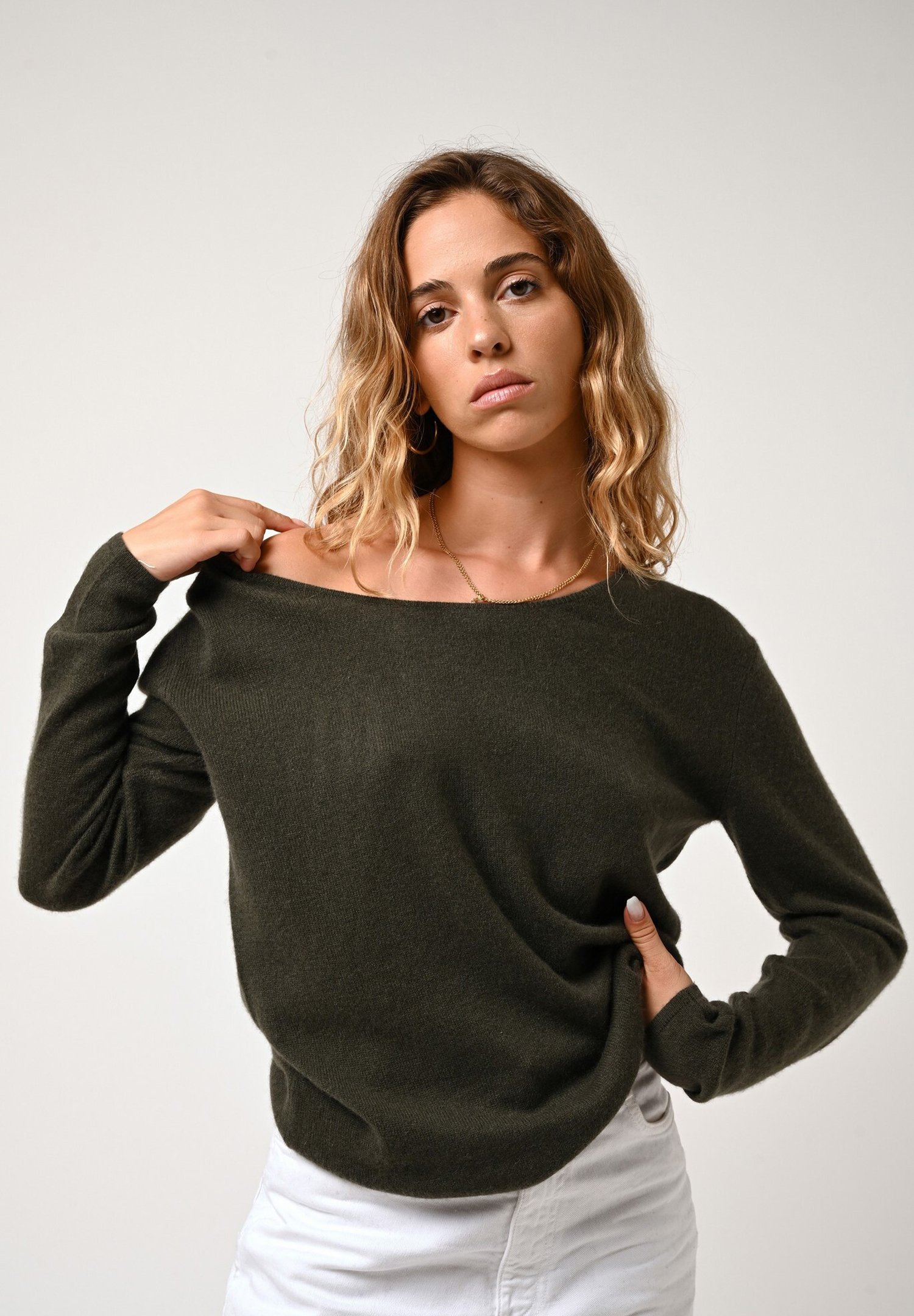 Kaschmir Pullover Pullover Damen Oliv Cashmere Pullover Damen