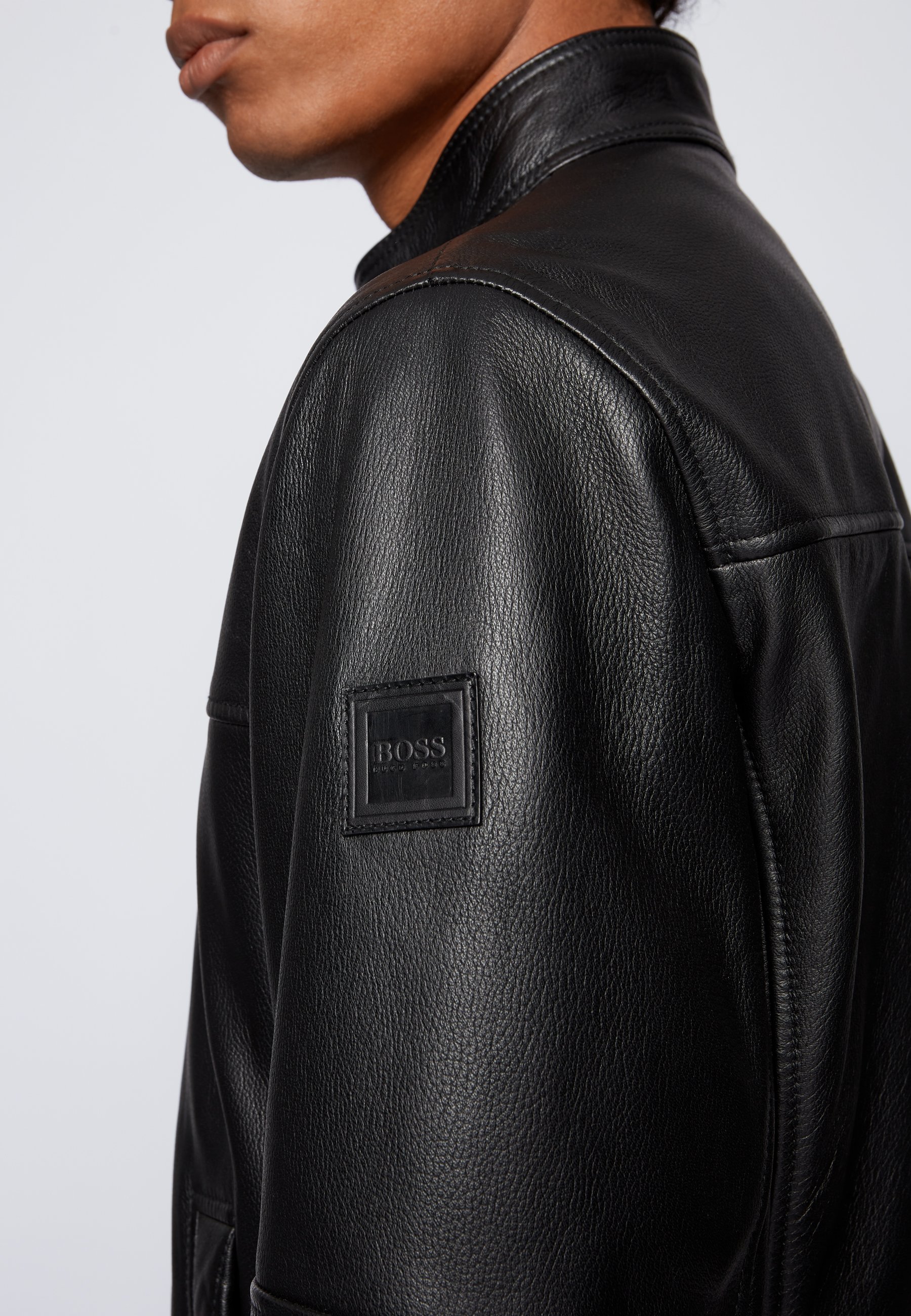 boss leather jacket mens