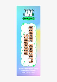 Chasin' Rabbits adaptogen essensflaske har en blank gradientbakgrunn med lekent tekst og grønne stjerner, størrelse 200 ml.