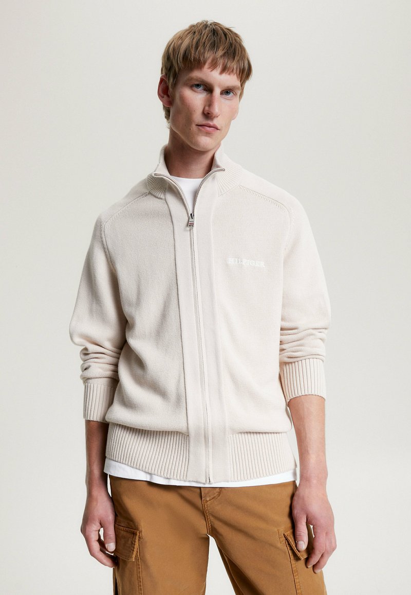 Tommy Hilfiger MONOTYPE ZIPTHRU Cardigan cashmere creme/beige