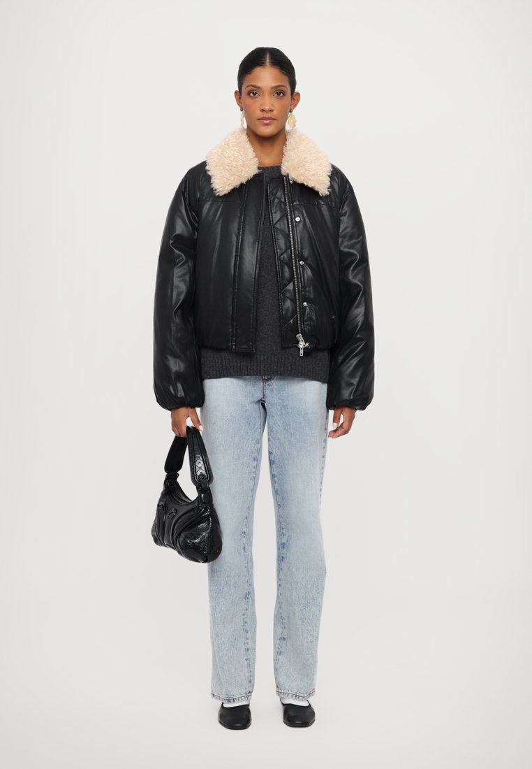 【STAND STUDIO】フェイクレザー ジャケット FRAN JACKET Stand Studio Fran Faux Leather Jacket with Faux Fur Collar