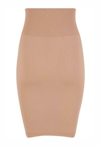 Kailas bodycon svārki ar augstu jostu, izgatavoti no elastīga materiāla. Iezīmē ribu tekstūru un gludu apdari, izstrādāti, lai veidotu pieguļošu siluetu.