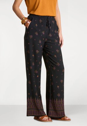 LARGE À IMPRIMÉ - Pantalon classique - noir