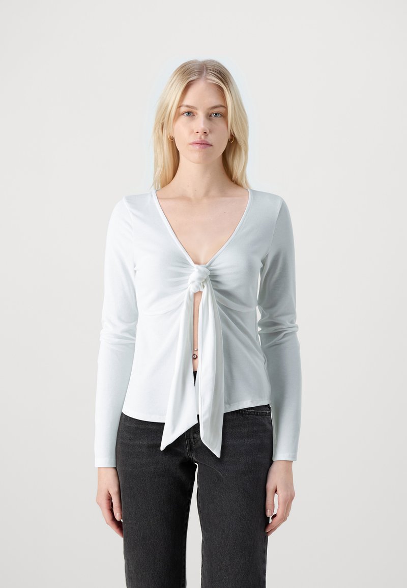 Gina Tricot TIE FRONT LONG SLEEVE - Top - offwhite