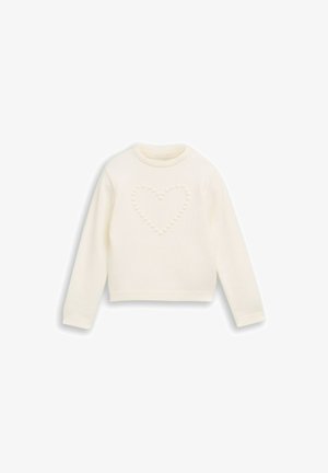 TOM TAILOR, TOM TAILOR PULLOVER & STRICKJACKEN STRICKPULLOVER MIT HERZ-MOTIV - Pullover - gardenia white