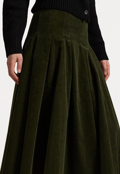 Polo Ralph Lauren PLEATED CORDUROY SKIRT - Plisséskjørt - olive