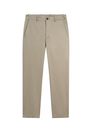 Massimo Dutti, COTTON BLEND STRAIGHT-LEG TROUSERS - Trousers - light brown