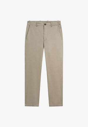 Massimo Dutti, COTTON BLEND STRAIGHT-LEG TROUSERS - Trousers - light brown