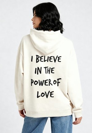 POWER OF LOVE EMBROIDERY HEAVYWEIGHT - Felpa con cappuccio - off white