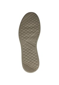 Suola in gomma di colore beige chiaro, con una superficie strutturata che presenta un motivo a diamante e strisce diagonali per migliorare la presa e il supporto.