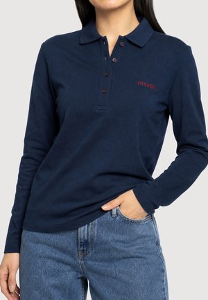 Gisada, GISADA LONG SLEEVES POLO IN LUXE INTERLOCK PIQUET WITH EMBROIDERY - Polo - navy