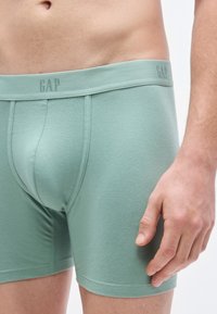 Πράσινα βαμβακερά μποξεράκια με απαλή υφή, που διαθέτουν λογότυπο στη μέση, εφαρμοστή γραμμή και κοπή μέχρι το μέσο του μηρού.