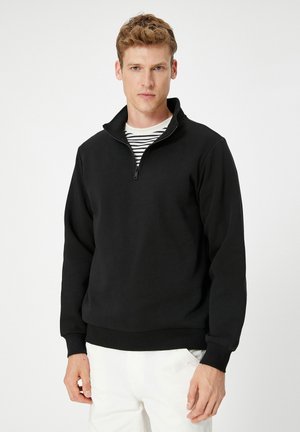 HALF ZIPPER HIGH NECK LONG SLEEVE  - Sudadera - black
