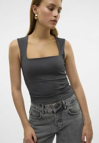 Vero Moda MILLION SL SQUARE NECK NOOS - Topp - asphalt