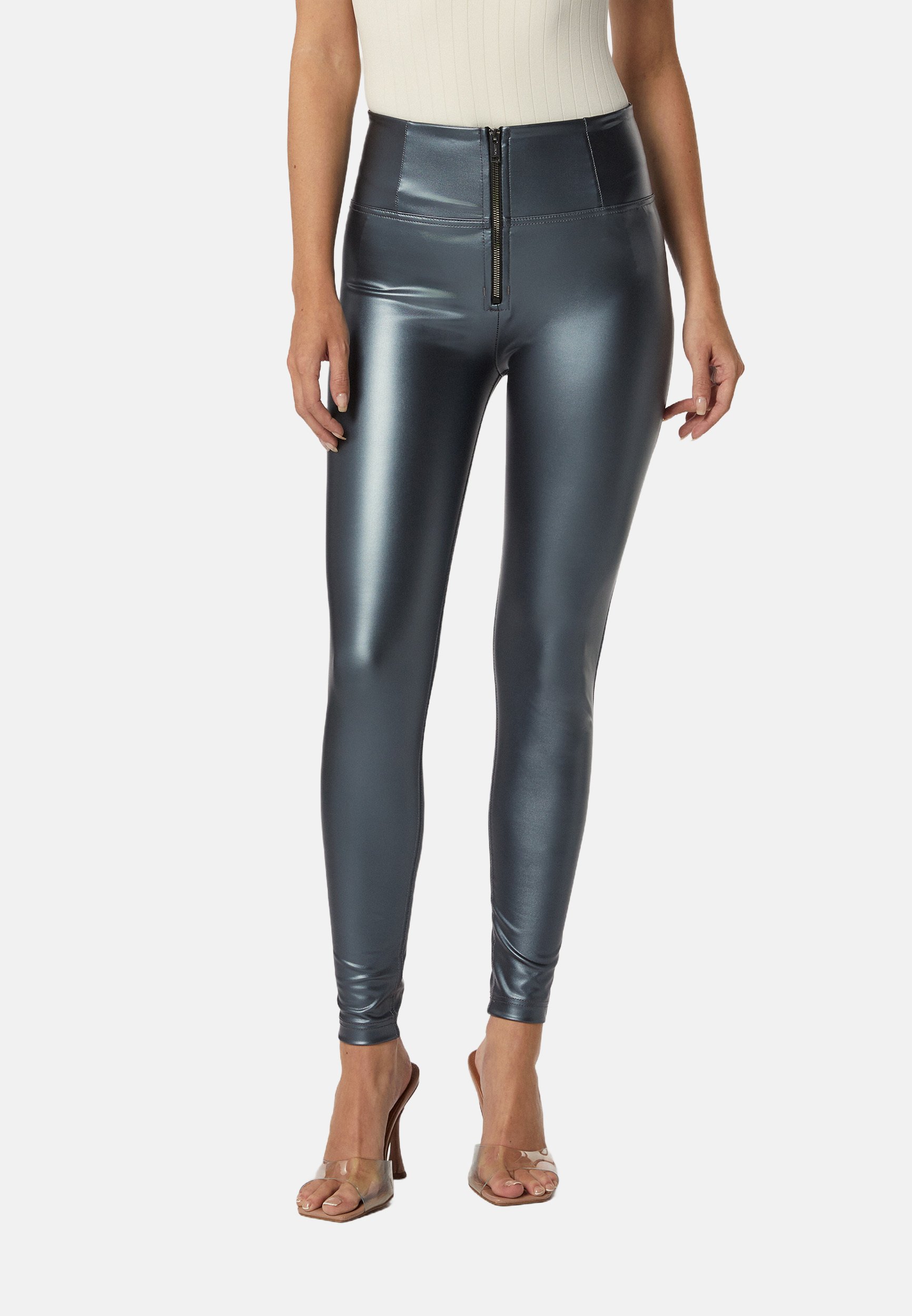 Freddy 7/8 VITA ALTA IN Trousers phantom metalized/grey Zalando