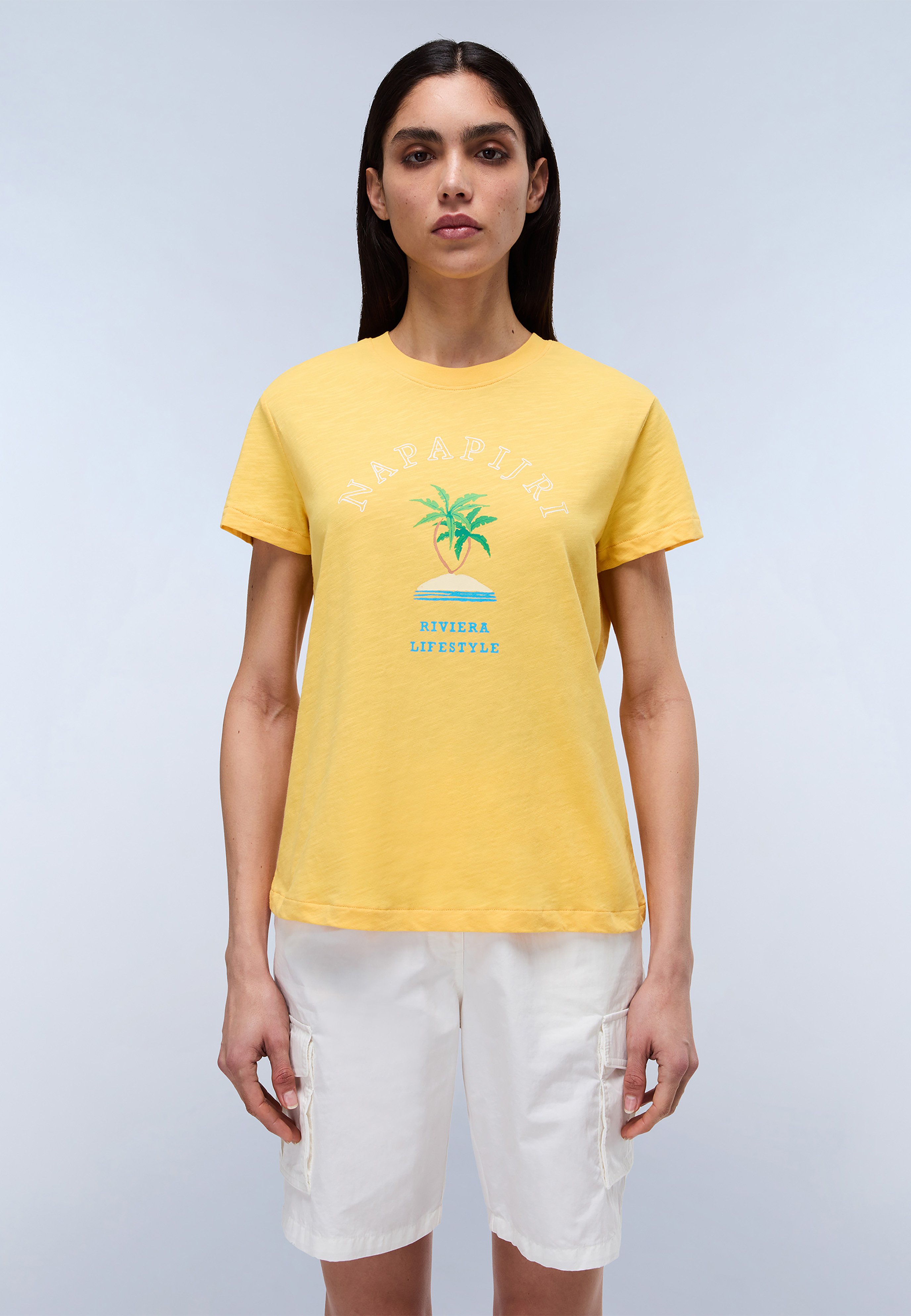 売れ筋商品|||ナパピリ Tシャツ レディース トップス FETE BLACK BEAUTY - Print T-shirt - yellow Napapijri FETE BLACK BEAUTY - T-Shirt print - yellow/gelb