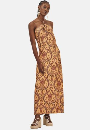 Nekane LARGO ESTAMPAD SIN MANGAS DE CUELLO HALTER ANUDADO EN EL CUELLO HALTER EN LA ESPALDA - Vestido largo - naranja