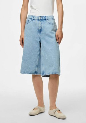 PCNOEL STRASS  - Jeans Shorts - light blue denim
