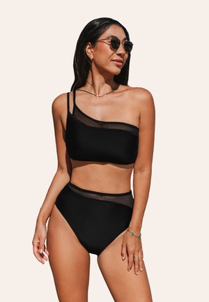 Cupshe ONE SHOULDER SLIGHTLY SHEER SET - Bikini - black