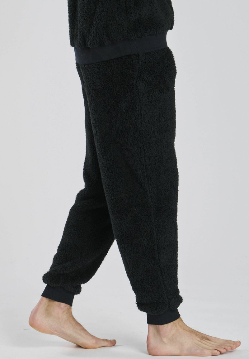 Pantaloni Sportivi Invernali Uomo In Pile Sherpa - Fodera Termica, Antivento, Con Tasche Zip (Nero, Fondo Aperto, Taglia L)
