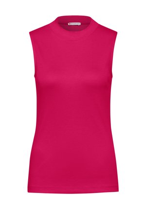 Ärmelloses Top mit Rundhalsausschnitt in lebhaftem Fuchsia, aus glattem Baumwollmix gefertigt, mit lockerer Passform und sauberen Kanten.