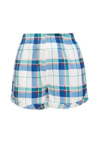 Herrshorts i rutig mönster med elastisk midja. Tillverkade av lättviktsmaterial i blåa, gröna och rosa nyanser. Har en avslappnad passform och sidofickor.