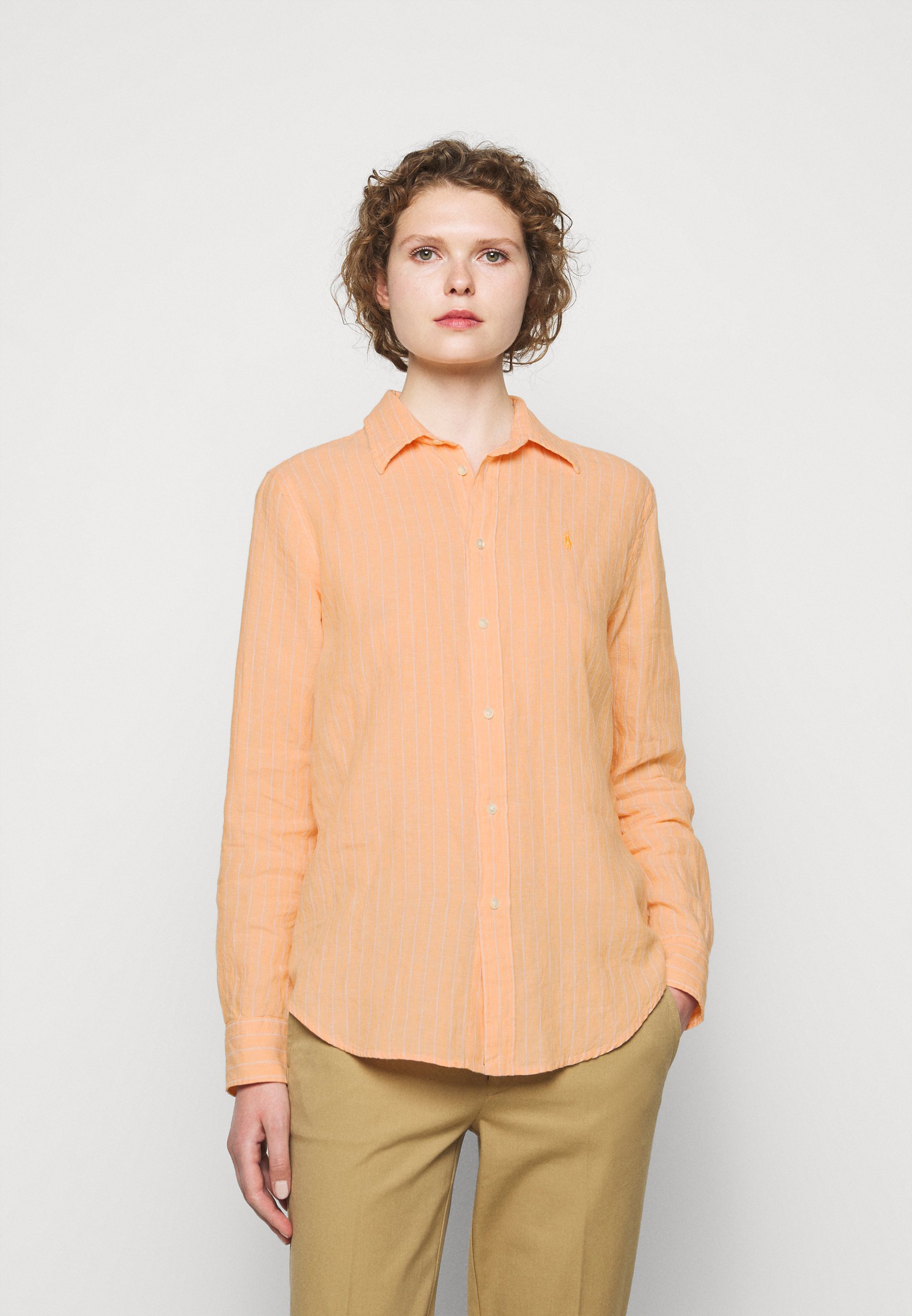 peach polo button down