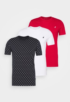 3 PACK - Camiseta estampada - white/dark blue/red