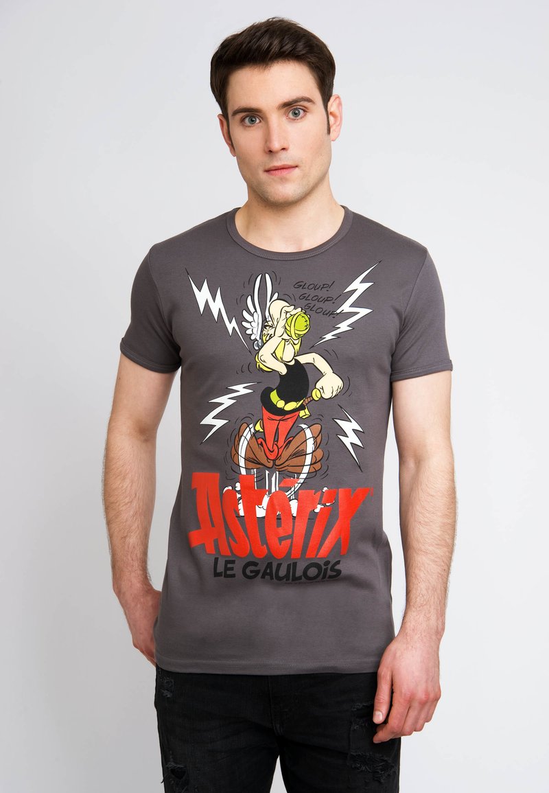 T-shirt Astérix Buvant La Potion Magique 100% Coton Gris Taille M - Neuf étiqueté