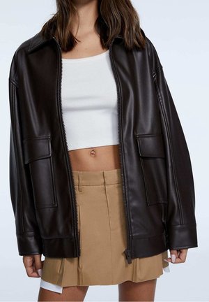 Faux leather jacket - brown