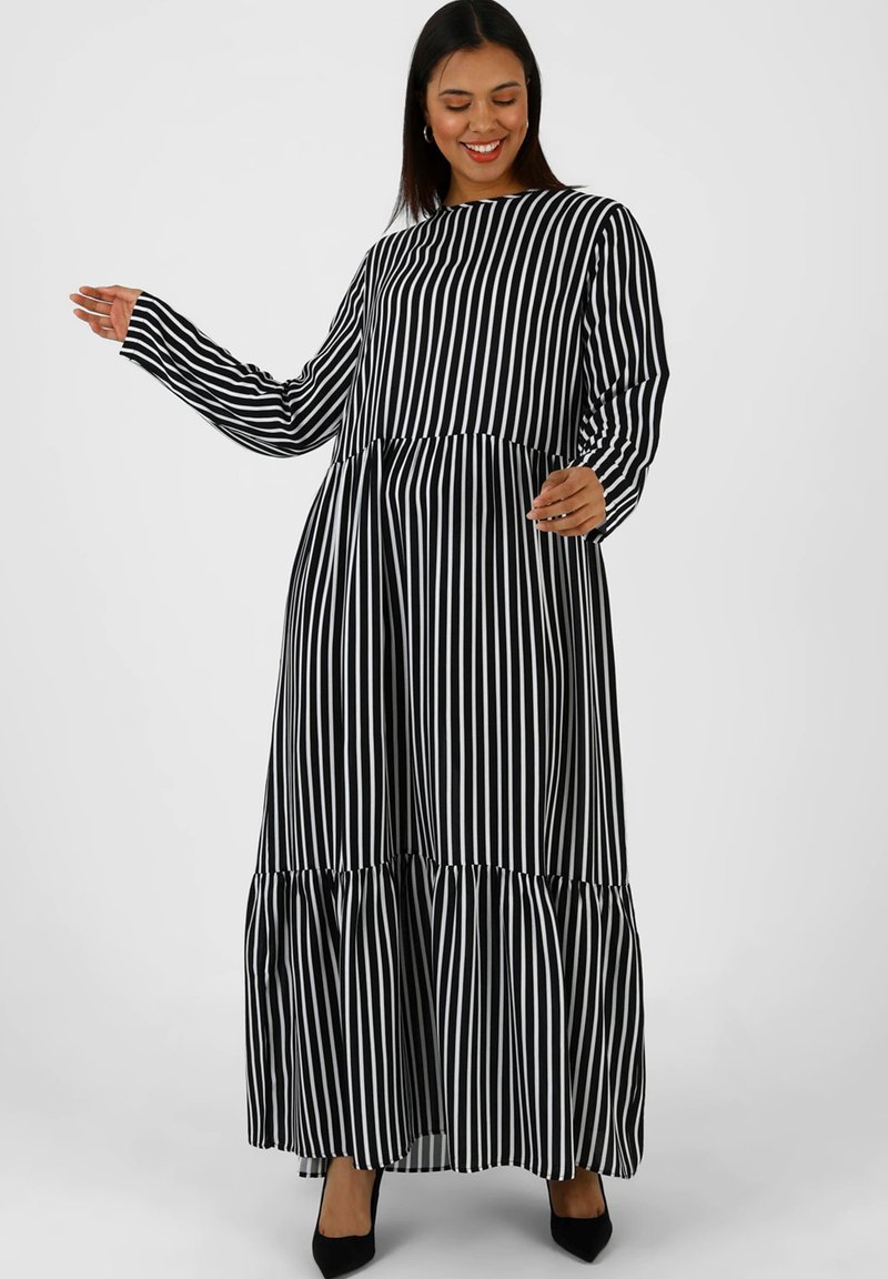 Modanisa STRIPE CREW NECK PLUS SIZE ALIA - Maxi dress - black - Zalando