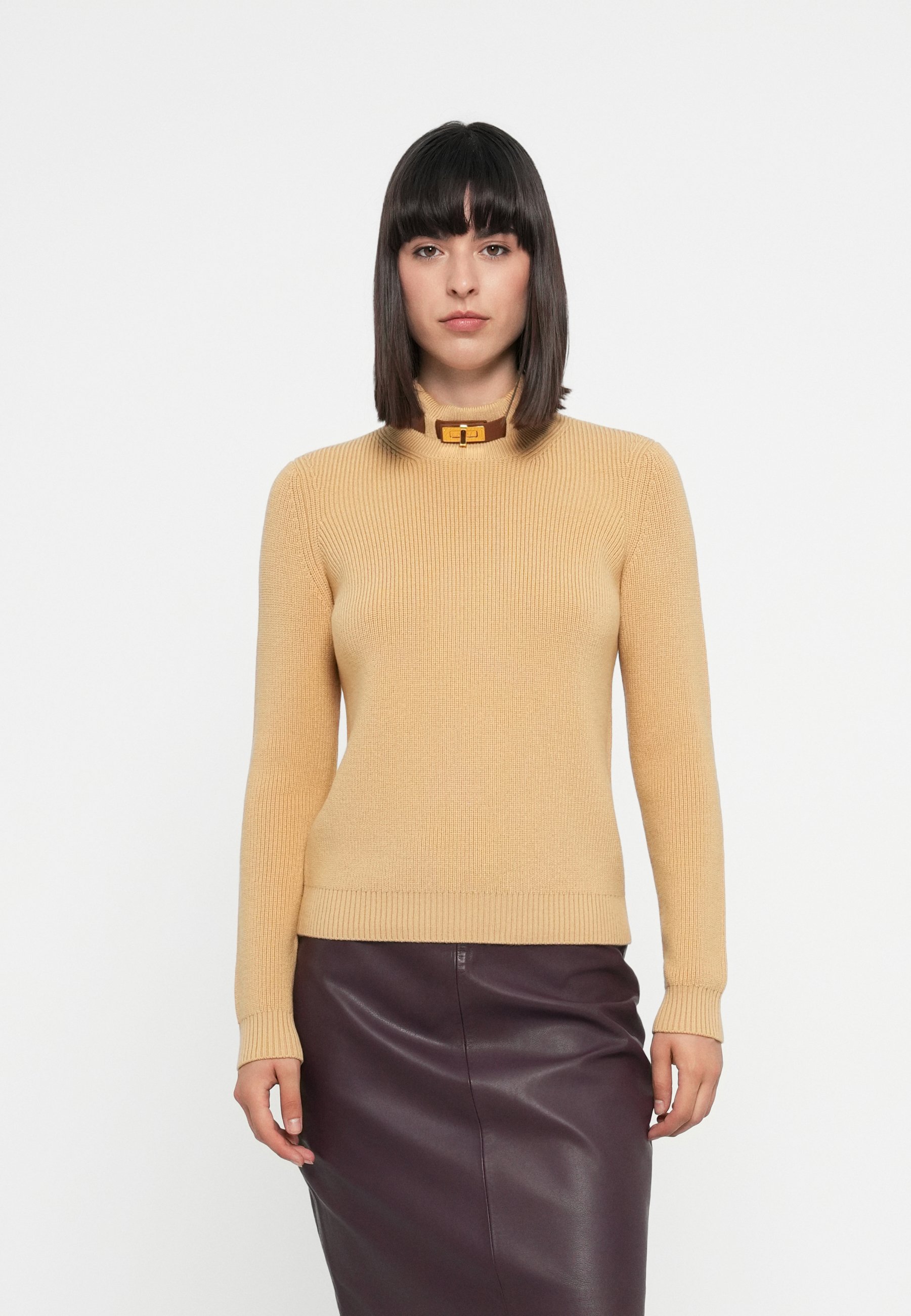 Elisabetta Franchi WOMENS KNITTED SWEATER Maglione honey