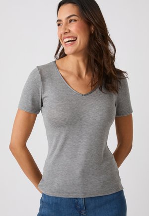 Damart, THERMOLACTYL - V-NECK - SHORT SLEEVE - Basic T-shirt - dark heather gray