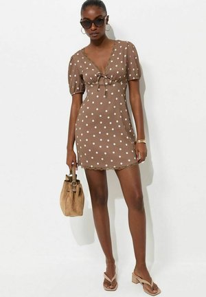 New Look, POLKA DOT TRIM MINI - Robe de jour - brown pattern