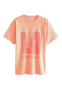 REGULAR FIT - WASHED BRIGHT LA CITY GRAPHIC  SHORT SLEEVE CREW NECK - T-shirt med print - fluro orange