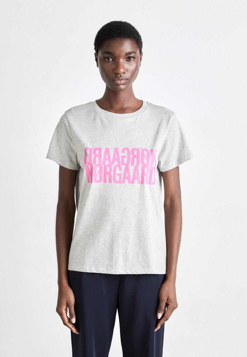 Mads Nørgaard SINGLE TRENDA TEE - T-shirt imprimé - light grey melange