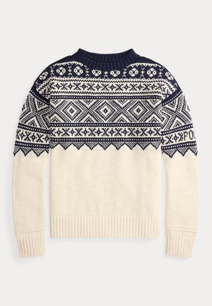 PATTERNED COTTON-CASHMERE SWEATER - Pulover - cream