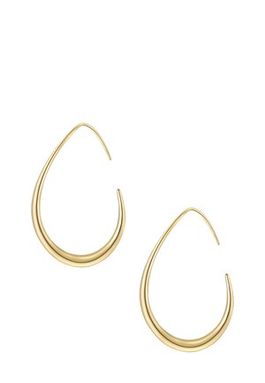 Boucles d'oreilles en or en forme de goutte, avec des bords lisses et arrondis, arborant une finition polie et une courbe subtile.
