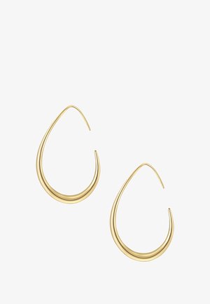 Boucles d'oreilles en or en forme de goutte, avec des bords lisses et arrondis, arborant une finition polie et une courbe subtile.