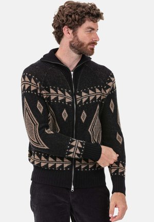 Strickjacke - noir   camel chiné