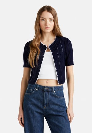 United Colors of Benetton CROPPED PERFORATED  - Cardigan - blue