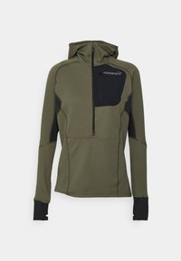 SENJA WARM1 HOOD - Tops ar garām piedurknēm - olive