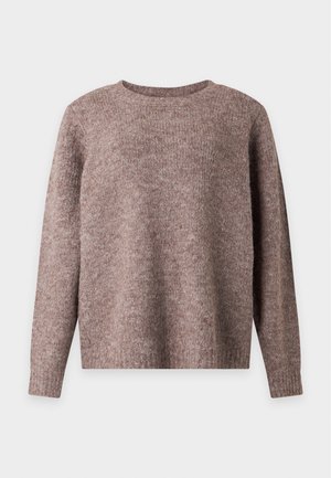 Vero Moda Curve, VMCNOVAH O NECK - Maglione - brown lentil melange
