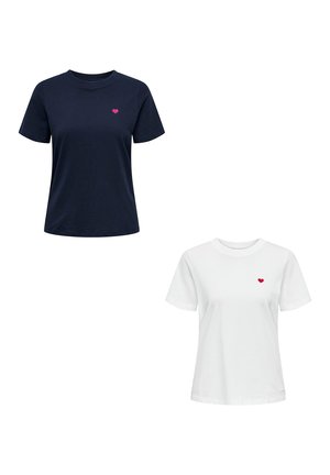 JDY 2ER-PACK RUNDHALS KURZARM - Print T-shirt - blau-weiß